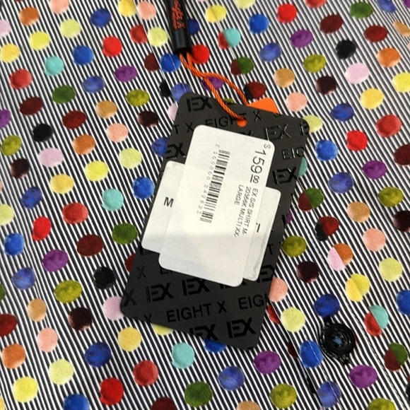 NWT Eight X Dress Shirt Mens XXL Slim Fit Button Up Short Sleeve Colorful dots - Picture 5 of 11